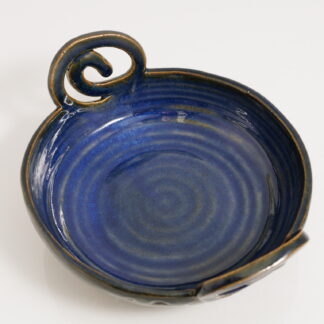 Hand Made Hand Built Twin Handled Pottery Bowl Decorated With Our Sapphire Blue Glaze 1