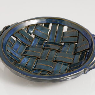 Hand Made, Hand Decorated Strip Slab Built Large Fruit Basket Decorated In Our Sapphire Glaze 1