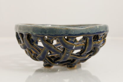 Hand Made, Hand Decorated Strip Slab Fruit Bowl Decorated In Our Midnight Forest Glaze 2