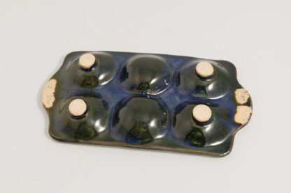 Hand Made Slab Built Egg Holder Decorated In Our Aussie Forest Glaze On Buff Clay 8