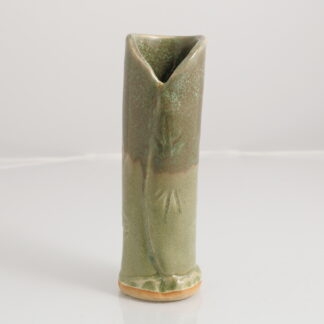 Hand Made Slab Built French Inspired Small Vase Decorated In Our Aussie Bush Glaze On Buff Clay 1