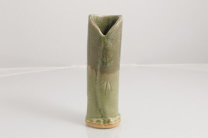 Hand Made Slab Built French Inspired Small Vase Decorated In Our Aussie Bush Glaze On Buff Clay 1