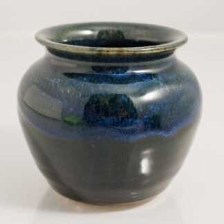 Hand Made Wheel Thrown Pottery Vase Decorated With Our Floating Blue Over Black Glaze 1