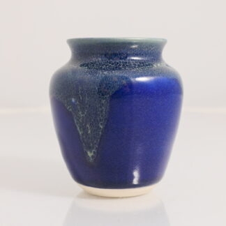 Hand Made Wheel Thrown Vase Decorated In Our Blue & Green Aussie Kelp Glaze On White Clay