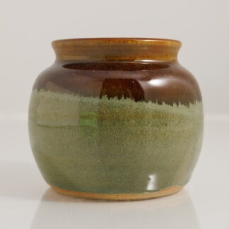 Hand Made Wheel Thrown Vase Decorated With Our Floating Orange Over Green Glaze 1