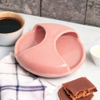 Hand Made Slab Built Small Serving Dish:tray Decorated In Our Pink Glaze On White Clay By Tmc Pottery 223