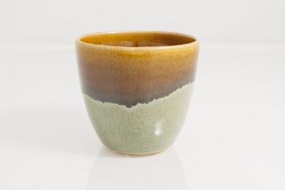 Hand Made Wheel Thrown Small Pottery Vase Decorated With Our Floating Orange Over Green Glaze 1