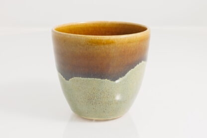 Hand Made Wheel Thrown Small Pottery Vase Decorated With Our Floating Orange Over Green Glaze 4