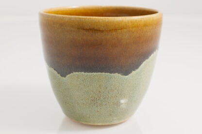 Hand Made Wheel Thrown Small Pottery Vase Decorated With Our Floating Orange Over Green Glaze 5