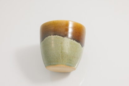 Hand Made Wheel Thrown Small Pottery Vase Decorated With Our Floating Orange Over Green Glaze 6