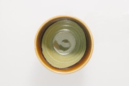 Hand Made Wheel Thrown Small Pottery Vase Decorated With Our Floating Orange Over Green Glaze 7