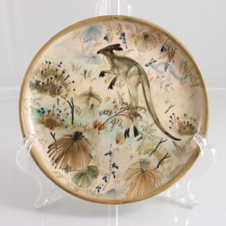 Vintage AMB Pottery Plate Decorated with Kangaroo & Bush Scenes by Artist Neil Douglas By AMB (Arthur Merric Boyd 1920–1999) Pottery and (Neil Douglas 1911-2003) 1