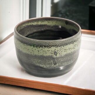Wheel Thrown Pottery Bowl Decorated In Our Stonewash Blue And Green Glaze 10