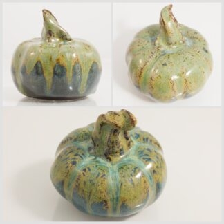 Hand Made Pottery Pumpkins Decorated With Our Wacky Wombat Glaze On Black Clay