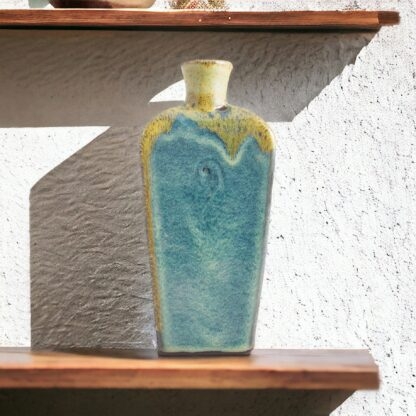 Hand Made Slab Built Pottery Bottle:vase Decorated In Our Wacky Wombat Glaze By Tmc Pottery 220