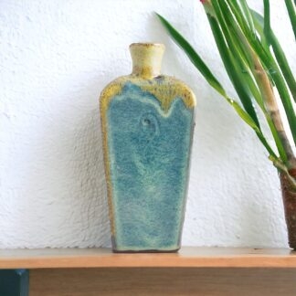 Hand Made Slab Built Pottery Bottle:vase Decorated In Our Wacky Wombat Glaze By Tmc Pottery 221