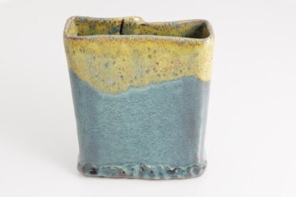 Hand Made Slab Built Rectangle Vase With Impressed Design Decorated In Our Wacky Wombat Glaze 5