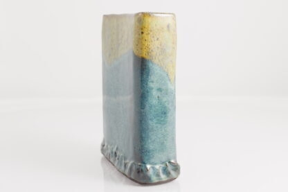 Hand Made Slab Built Rectangle Vase With Impressed Design Decorated In Our Wacky Wombat Glaze 7