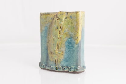 Hand Made Slab Built Rectangle Vase With Impressed Design Decorated In Our Wacky Wombat Glaze 8