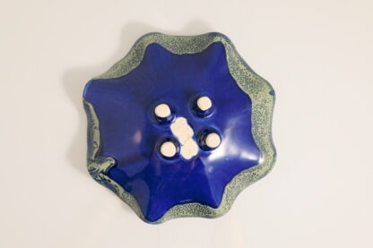Hand Made Slab Built Ruffle Bowl Decorated In Our Aussie Kelp Glaze On Buff Clay 10
