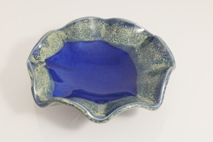 Hand Made Slab Built Ruffle Bowl Decorated In Our Aussie Kelp Glaze On Buff Clay 2