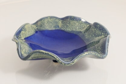 Hand Made Slab Built Ruffle Bowl Decorated In Our Aussie Kelp Glaze On Buff Clay 7