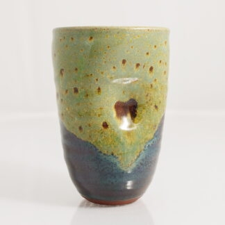 Hand Made Wheel Thrown Manipulated Vase Decorated In Our Wacky Wombat Glaze On Black Clay 1