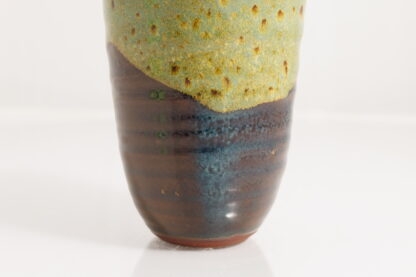 Hand Made Wheel Thrown Manipulated Vase Decorated In Our Wacky Wombat Glaze On Black Clay 7