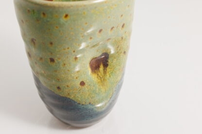Hand Made Wheel Thrown Manipulated Vase Decorated In Our Wacky Wombat Glaze On Black Clay 9