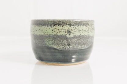 Hand Made Wheel Thrown Pottery Bowl Decorated In Our Stonewash Blue Glaze With A Green Variegated Cover Glaze 2