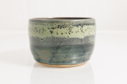 Hand Made Wheel Thrown Pottery Bowl Decorated In Our Stonewash Blue Glaze With A Green Variegated Cover Glaze 3