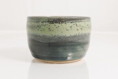 Hand Made Wheel Thrown Pottery Bowl Decorated In Our Stonewash Blue Glaze With A Green Variegated Cover Glaze 4