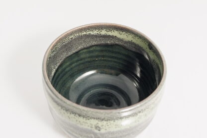 Hand Made Wheel Thrown Pottery Bowl Decorated In Our Stonewash Blue Glaze With A Green Variegated Cover Glaze 6