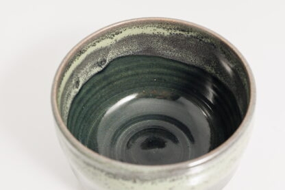 Hand Made Wheel Thrown Pottery Bowl Decorated In Our Stonewash Blue Glaze With A Green Variegated Cover Glaze 7