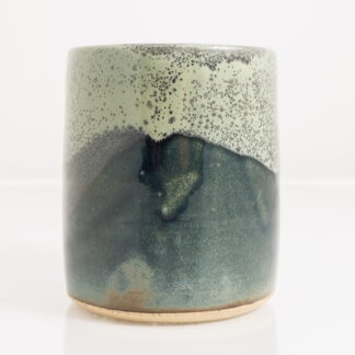 Hand Made Wheel Thrown Pottery Vase Decorated In Our Stonewash Glaze With Our Variegated Green cover Glaze 1
