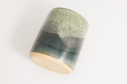 Hand Made Wheel Thrown Pottery Vase Decorated In Our Stonewash Glaze With Our Variegated Green cover Glaze 5