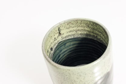 Hand Made Wheel Thrown Pottery Vase Decorated In Our Stonewash Glaze With Our Variegated Green cover Glaze 6