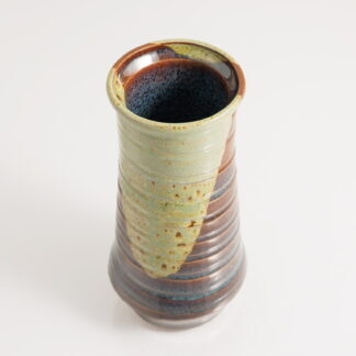 Hand Made Wheel Thrown Twist Pattern Vase Decorated In Our Wacky Wombat Glaze 1