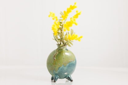 Hand Made Slab Built Pottery Moon Vase Decorated In Our Wacky Wombat Glaze On Black Clay 2