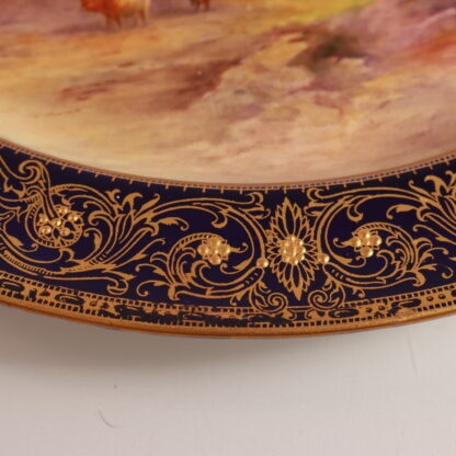 Original 1926 Gold Gilt Landscape Scene Cabinet Plate With Stand By John Stinton “corfe Castle” By Royal Worcester 6
