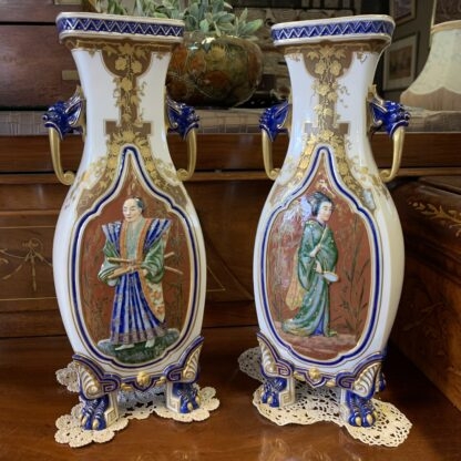 Very Rare Antique Pair Of Japanist Porcelain Vases (english 19th Century 1877) By Royal Worcester 2