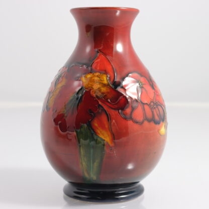 Vintage Flambé Orchid Pattern Vase Hand Signed To Base By Walter Moorcroft England 3