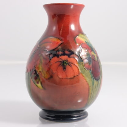 Vintage Flambé Orchid Pattern Vase Hand Signed To Base By Walter Moorcroft England 5