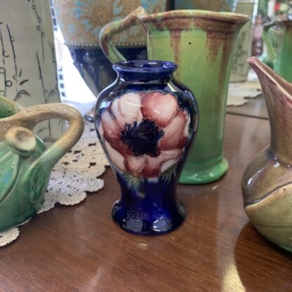 William Moorcroft Pottery Anemone Pattern Vase in Blue Ground Impressed Marks W Moorcroft By William Moorcroft (England 1872-1945) 2