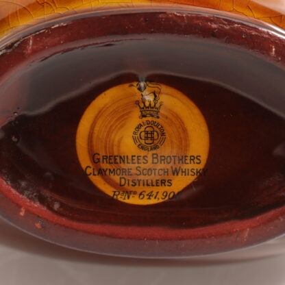 Antique Royal Doulton Kingsware Flask “hooked” Circa 1914 Greenlees Brothers Claymore Scotch Whisky Royal Doulton (1815 ) 8