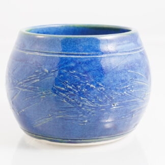 Hand Made Wheel Thrown Bowl With Carved Decoration Glazed In Our Sapphire Blue Glaze 1