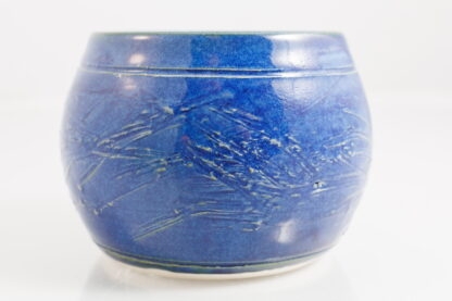 Hand Made Wheel Thrown Bowl With Carved Decoration Glazed In Our Sapphire Blue Glaze 3