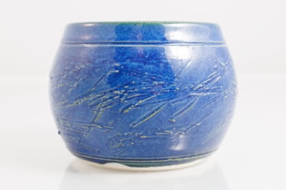 Hand Made Wheel Thrown Bowl With Carved Decoration Glazed In Our Sapphire Blue Glaze 5