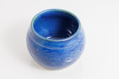 Hand Made Wheel Thrown Bowl With Carved Decoration Glazed In Our Sapphire Blue Glaze 8