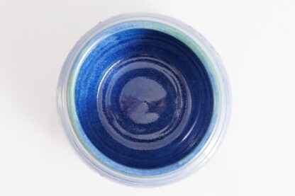 Hand Made Wheel Thrown Bowl With Carved Decoration Glazed In Our Sapphire Blue Glaze 9
